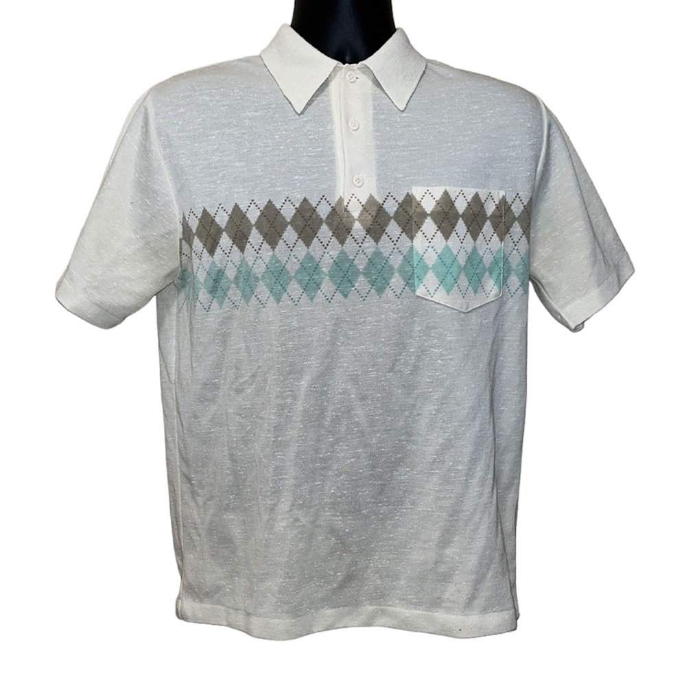 Vintage Arnie~Arnold Palmer Flecked Polo w/Argyle Print~sz M